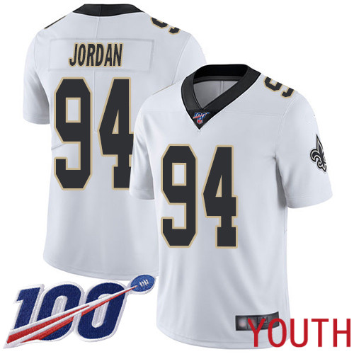 New Orleans Saints Limited White Youth Cameron Jordan Road Jersey NFL Football #94 100th Season Vapor Untouchable Jersey